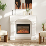 Baroque Fireplace Mantle, Freestanding Fireplace Surround for Electric Fireplaces, 43.3 inch W x 42.8 inch H, White
