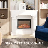 Baroque Fireplace Mantle, Freestanding Fireplace Surround for Electric Fireplaces, 43.3 inch W x 42.8 inch H, White