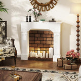 Baroque Fireplace Mantle, Freestanding Fireplace Surround for Electric Fireplaces, 43.3 inch W x 42.8 inch H, White