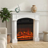 Modern Fireplace Mantel, Freestanding Fireplace Surround for Electric Fireplaces, 43.3 inch W x 39.8 inch H, White
