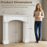 Modern Fireplace Mantel, Freestanding Fireplace Surround for Electric Fireplaces, 43.3 inch W x 39.8 inch H, White