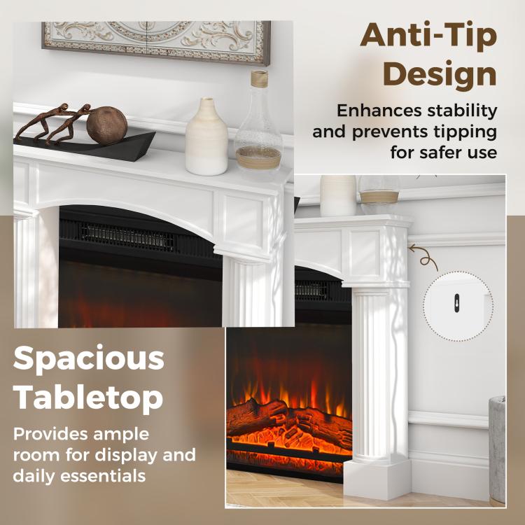 Modern Fireplace Mantel, Freestanding Fireplace Surround for Electric Fireplaces, 43.3 inch W x 39.8 inch H, White