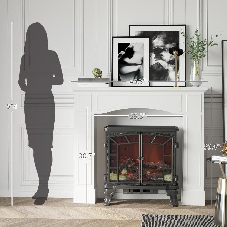 Modern Fireplace Mantel, Surround Mantels for Fireplace with Decorative Pattern Interior Width 29 inch White