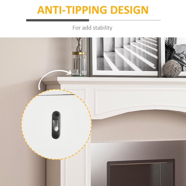 Modern Fireplace Mantel, Surround Mantels for Fireplace with Decorative Pattern Interior Width 29 inch White