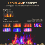 28.5 inch 1450W Electric Wall-Mounted Fireplace with Flame Effect, 7 Color Background Light, Black