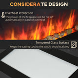 28.5 inch 1450W Electric Wall-Mounted Fireplace with Flame Effect, 7 Color Background Light, Black
