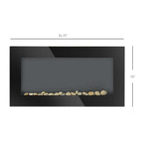 36 inch 1450W Electric Wall-Mounted Fireplace with Flame Effect, 7 Color Background Light and Side Light, Black