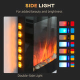 36 inch 1450W Electric Wall-Mounted Fireplace with Flame Effect, 7 Color Background Light and Side Light, Black