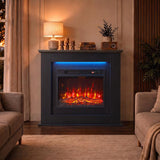 40 inch Electric Fireplace with Mantel, LED Strip, Fireplace TV Stand for 55 inch TVs, Adjustable Flame, Black