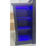 55 inch Fireplace TV Stand for TVs up to 65 inch, Entertainment Center TV Console, RGB LED Strips, 6 Shelves, Black Wood Grain