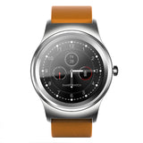 SMA-Round Smart Watch – 1.28" Color Touch Screen, Waterproof, Leather Strap