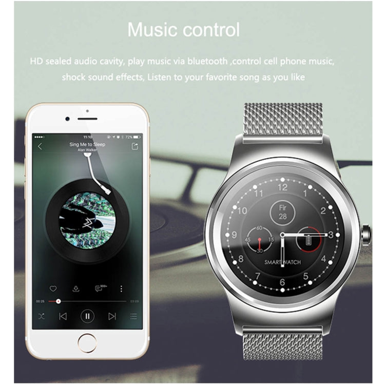 SMA-Round Smart Watch – 1.28" Color Touch Screen, Waterproof, Leather Strap