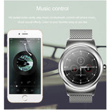 SMA-Round Smart Watch – 1.28" Color Touch Screen, Waterproof, Leather Strap