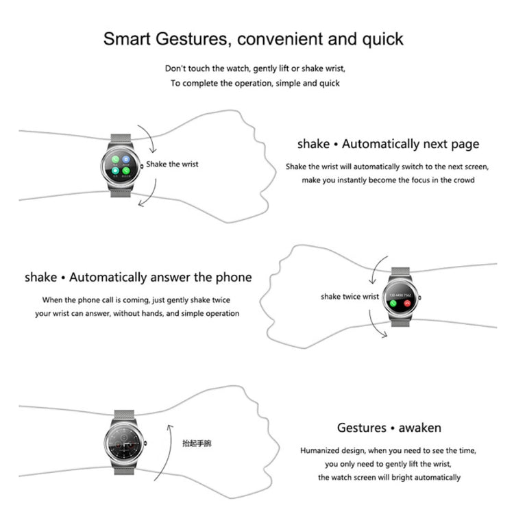 SMA-Round Smart Watch – 1.28" Color Touch Screen, Waterproof, Leather Strap