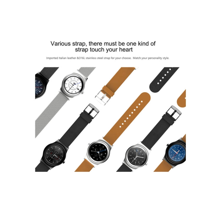 SMA-Round Smart Watch – 1.28" Color Touch Screen, Waterproof, Leather Strap