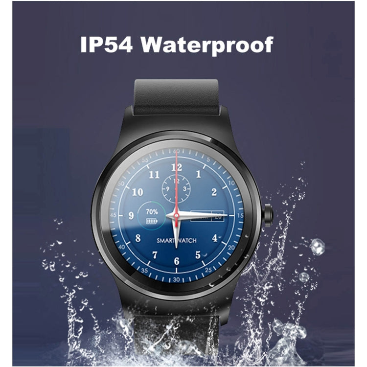 SMA-Round Smart Watch – 1.28" Color Touch Screen, Waterproof, Leather Strap