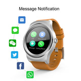 SMA-Round Smart Watch – 1.28" Color Touch Screen, Waterproof, Leather Strap