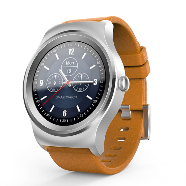 SMA-Round Smart Watch – 1.28" Color Touch Screen, Waterproof, Leather Strap