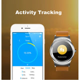SMA-Round Smart Watch – 1.28" Color Touch Screen, Waterproof, Leather Strap