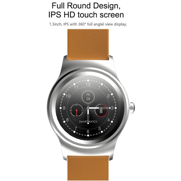 SMA-Round Smart Watch – 1.28" Color Touch Screen, Waterproof, Leather Strap