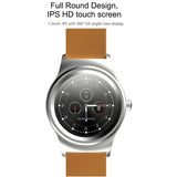SMA-Round Smart Watch – 1.28" Color Touch Screen, Waterproof, Leather Strap