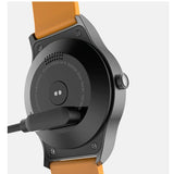 SMA-Round Smart Watch – 1.28" Color Touch Screen, Waterproof, Leather Strap