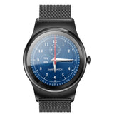 SMA-Round Smart Watch – 1.28" Color Touch Screen, Waterproof, Leather Strap
