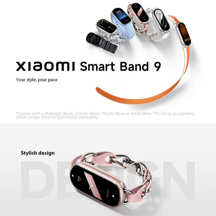 Original Xiaomi Smart Band 9 Global 1.62 inch AMOLED Screen 5ATM Waterproof Smart Watch, Support Blood Oxygen / Heart Rate Monitor, Smart Band 9 Global Black, Smart Band 9 Global Silver