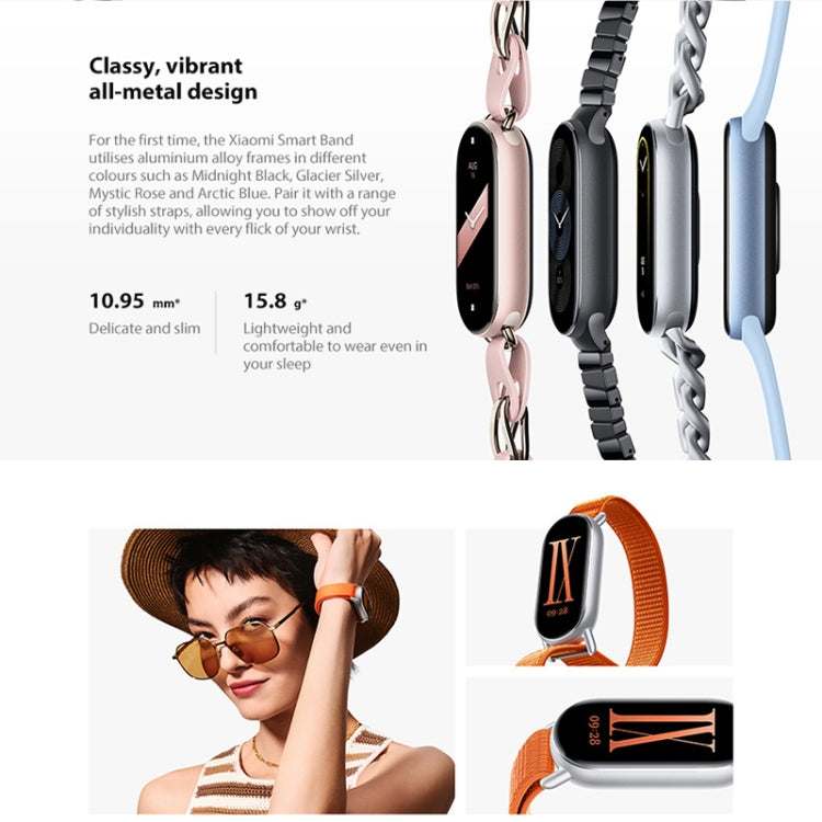 Original Xiaomi Smart Band 9 Global 1.62 inch AMOLED Screen 5ATM Waterproof Smart Watch, Support Blood Oxygen / Heart Rate Monitor, Smart Band 9 Global Black, Smart Band 9 Global Silver