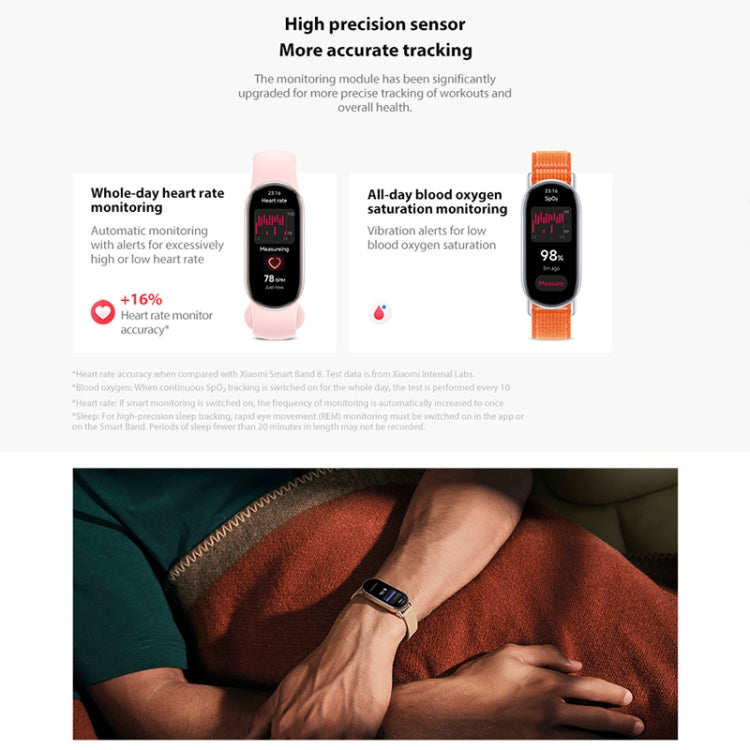 Original Xiaomi Smart Band 9 Global 1.62 inch AMOLED Screen 5ATM Waterproof Smart Watch, Support Blood Oxygen / Heart Rate Monitor, Smart Band 9 Global Black, Smart Band 9 Global Silver