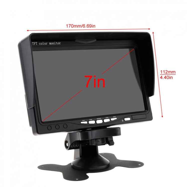 K0164 7 inch HD Car 18 IR Night Vision Rear View Backup Four Cameras Rearview Monitor, K0164