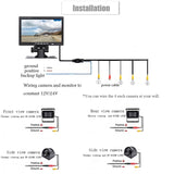 K0164 7 inch HD Car 18 IR Night Vision Rear View Backup Four Cameras Rearview Monitor, K0164
