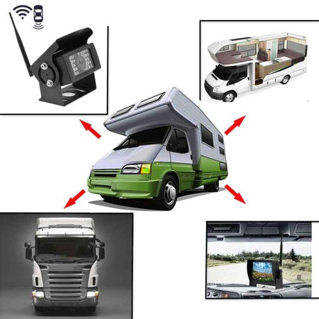 K0232 7 inch 140 Degrees Wide Angle HD Car Rear View Backup Dual Cameras Rearview Monitor Split Screen, K0232