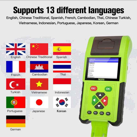 JDiag M200 8V-30V OBD Motorcycles Diagnostic Instrument with Data Printing, M200