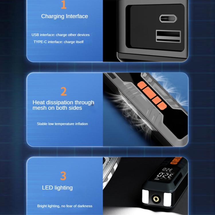Inflador de neumáticos portátil inalámbrico de 60 W con batería de 6000 mAh