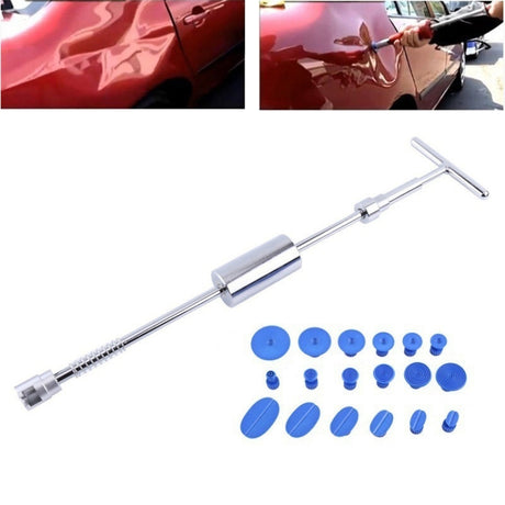 19-in-1 Auto Body Repair Tool Kit for Paintless Dent Removal – Silver T-Bar Slide Hammer for Hail Damage & Dent Fixing - LYDARZ