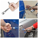 19-in-1 Auto Body Repair Tool Kit with Silver T-Bar Slide Hammer for Hail Damage and Dent Fixing