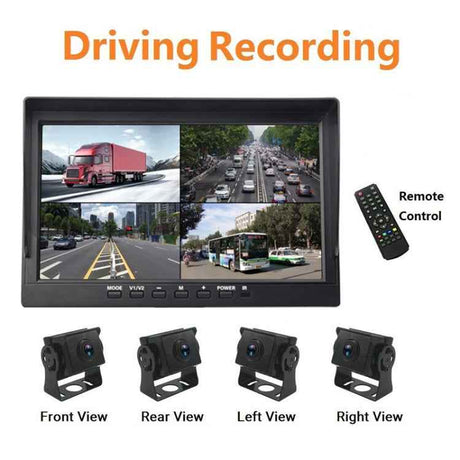 PZ612-4AHD IP67 120 Degree Car AHD 1080P 2 Megapixels 10 inch 4-Way Rearview Mirror Monitor, Night Vision Full Color, with Video Function, PZ612-4AHD