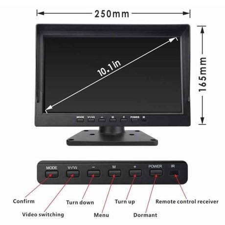 PZ612-4AHD IP67 120 Degree Car AHD 1080P 2 Megapixels 10 inch 4-Way Rearview Mirror Monitor, Night Vision Full Color, with Video Function, PZ612-4AHD