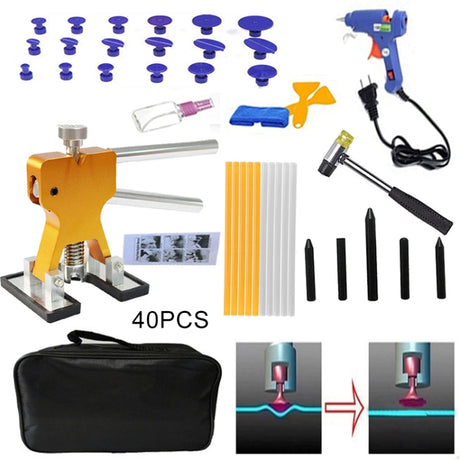 40 in 1 Auto Car Metal PDR Dent Lifter-Glue Puller Tab Hail Removal Paintless Car Dent Repair Tools Kit, 40 in 1 - LYDARZ