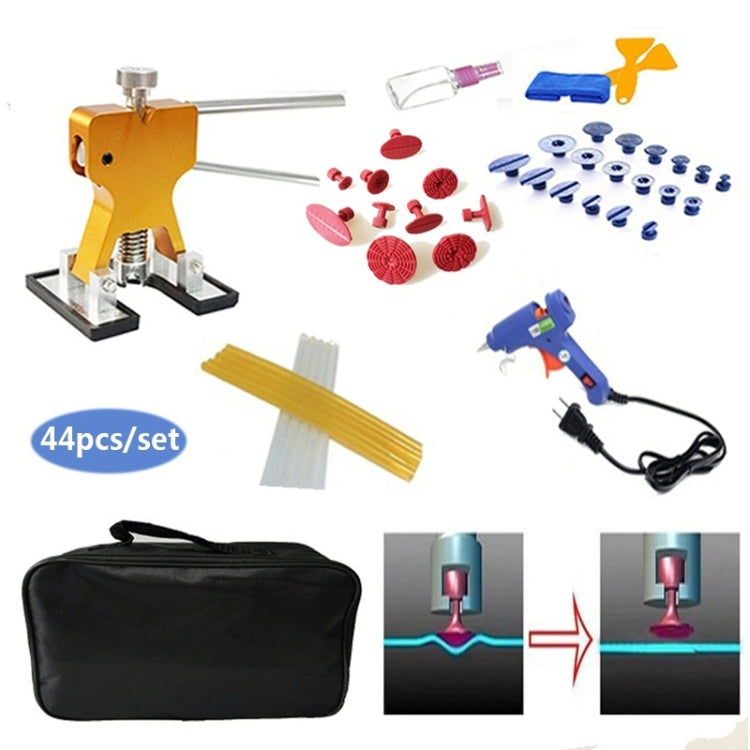 44 in 1 Auto Car Metal PDR Dent Lifter-Glue Puller Tab Hail Removal Paintless Car Dent Repair Tools Kit, with 20W Glue Gun, 44 in 1