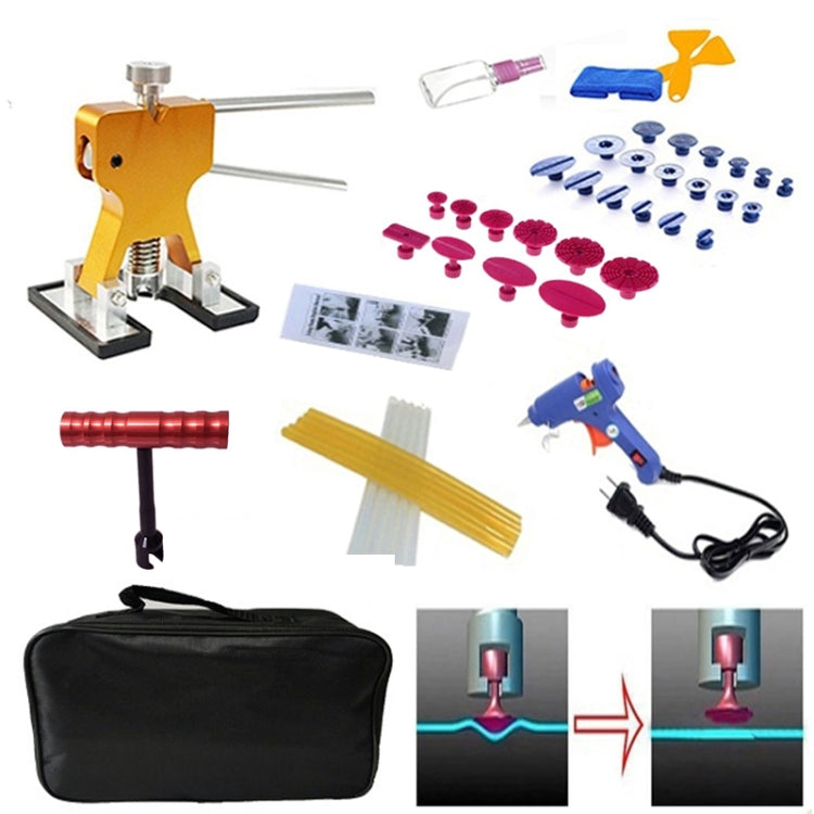 Kit de herramientas 45 en 1 para reparación de abolladuras de automóviles: extractor de abolladuras PDR de metal y lengüeta extractora de pegamento para eliminar daños por granizo.