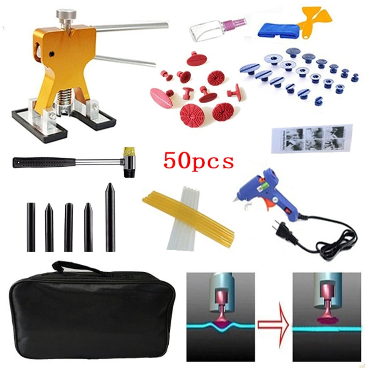 Kit de herramientas 50 en 1 para reparación de abolladuras de automóviles: extractor de abolladuras metálico PDR, lengüetas extractoras de pegamento y eliminación de granizo.