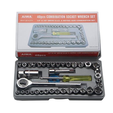 40 PCS Socket Wrench Set Car / Motorcycles Repair Combination Hardware Toolbox, 40 In 1 - LYDARZ