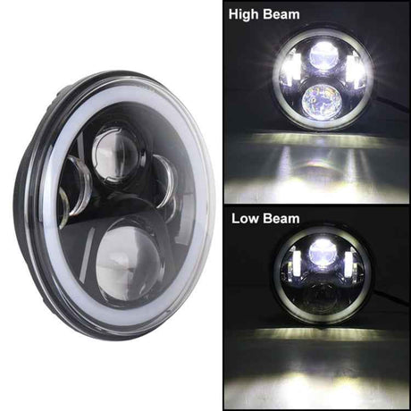 2 PCS 7 inch DC12V 6000K-6500K 50W Car LED Headlight Cree Lamp Beads for Jeep Wrangler / Harley, Support APP + Bluetooth Control, DC12V 6000K-6500K