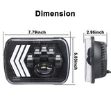 2 PCS 5X7 inch Car Modified Red Background LED Square Headlamp for Jeep Wrangler, For Jeep Wrangler(5X7 inch)