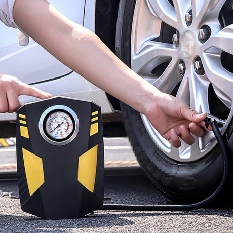 Car 12V Portable Inflatable Cylinder Pedal Pointer Air Pump with Light & Tool Box, Pointer with Tool Box - LYDARZ