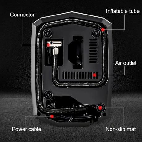 Car 12V Portable Inflatable Cylinder Pedal Pointer Air Pump with Light & Tool Box, Pointer with Tool Box - LYDARZ