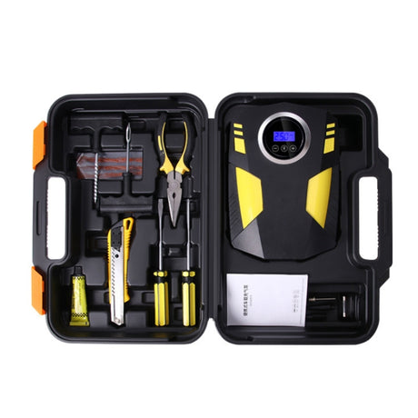 Car 12V Portable Inflatable Cylinder Pedal Digital Display Air Pump with Light & Tool Box - LYDARZ