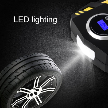 Car 12V Portable Inflatable Cylinder Pedal Digital Display Air Pump with Light & Tool Box - LYDARZ